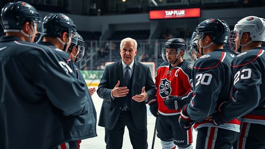 타임아웃 시간 동안 벤치 앞에 모인 선수들과 전술판을 들고 지시하는 코치의 모습